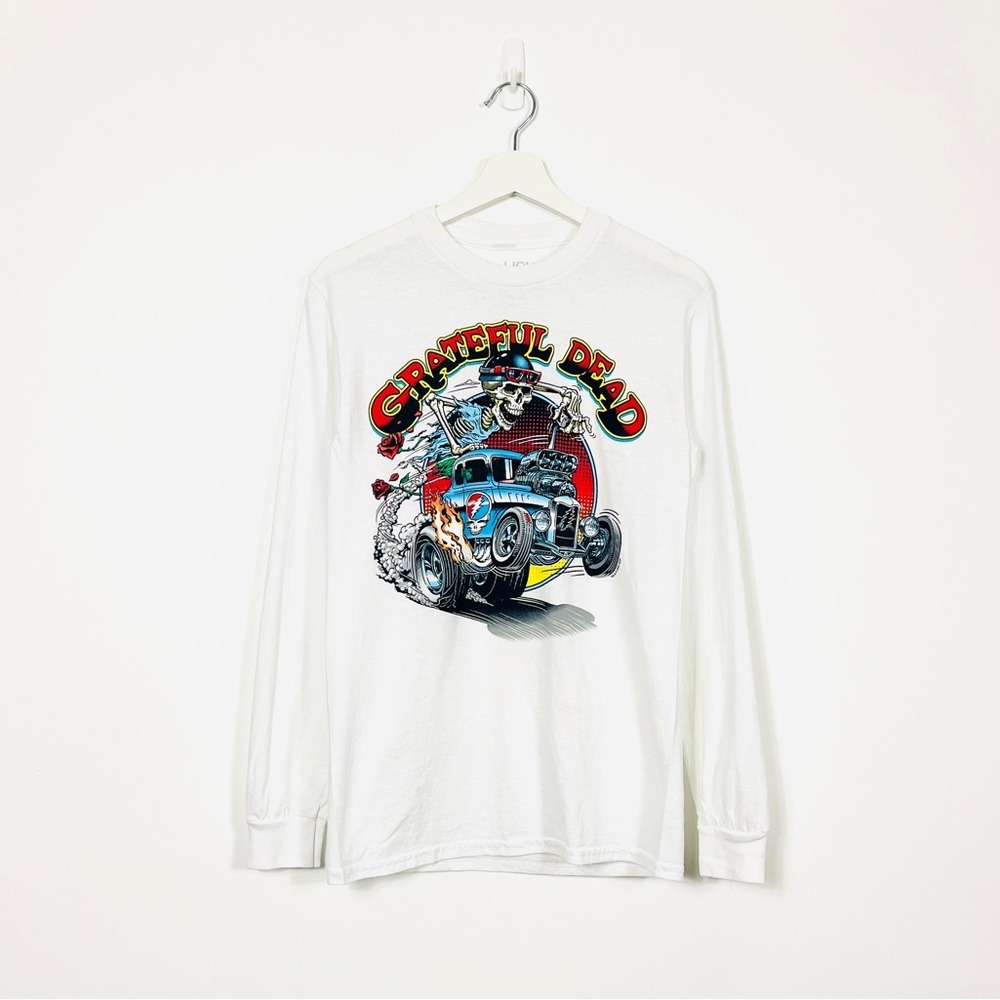Liquid Blue White Long Sleeve Grateful Dead Graphic T-Shirt